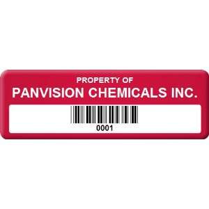  Custom Asset Label With Barcode, 1 x 3 Aluminum Plate 