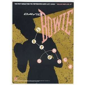  1983 David Bowie Lets Dance Single & Album Promo Print Ad 
