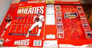 This listing is for a 1999 John Elway Wheaties Cereal box. Box is flat 