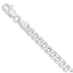  Beveled Curb 120 Sterling Silver Chain Necklace, 18 inch 