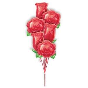  Red Roses 18in Balloon Bouquet 6ct: Toys & Games