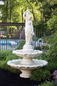 96 TWO TIER LARGE GRECIAN LADY FOUNTAIN outdoor cement  
