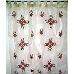  2 White Window Treatment Tab Curtains Sheer Panels