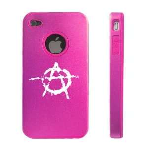   iPhone 4 4S 4G Hot Pink D627 Aluminum & Silicone Case Anarchy Symbol