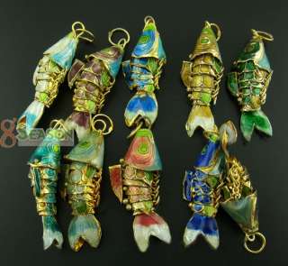 10Pcs Mixed Cloisonne Articulated Fantail Fish  