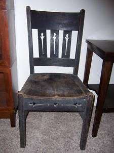 Antique Mission Arts & Crafts Chair w/Cut Outs  