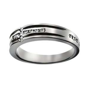    Womens True Love Waits Diamond Cross Christian Purity Ring Jewelry
