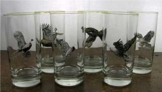 Set of 6 Vintage Game Bird Tumbler Ice Tea Glasses  