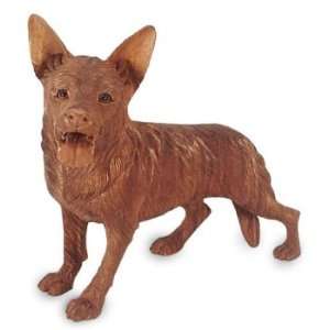  Wood statuette, German Shepherd Pup