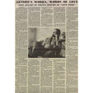 Lenore Kandel Original Newspaper Interview Article 1967:  