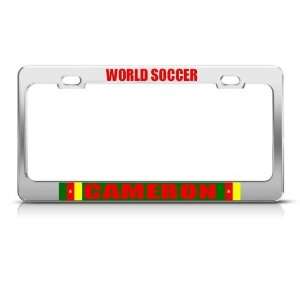  Cameroon Flag Sport Soccer license plate frame Stainless 