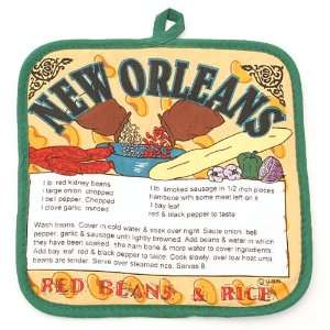   Orleans Souvenir Red Beans and Rice Recipe Pot Holder 