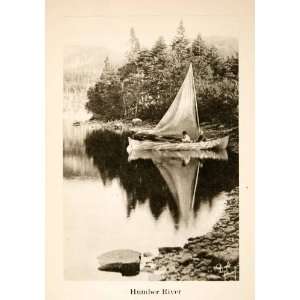  1926 Photogravure Sailboat Humber River Newfoundland 