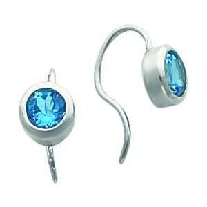  Sterling Silver Blue Topaz Shepherd Hook Earrings: Jewelry