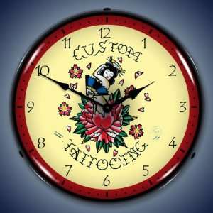  Tattoo Rose Lighted Clock 