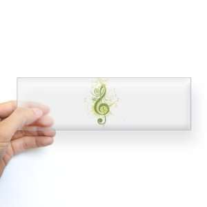  Bumper Sticker Clear Green Treble Clef: Everything Else
