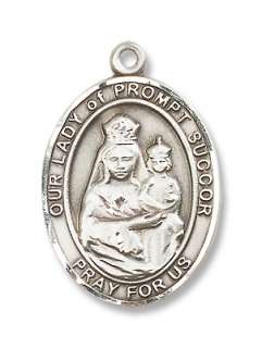 Sterling Silver O/L of Prompt Succor Medal Virgin Bless  