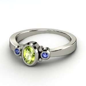  Kira Ring, Oval Peridot Sterling Silver Ring with Sapphire 