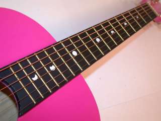   DayGlow Acoustic Guitar, Pink, Stickers & Gigbag, NEW, AUR DAY PNK