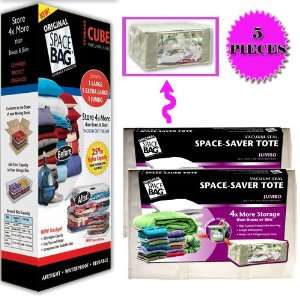 SPACE BAG VACUUM SEAL SPACE SAVER STACKABLE STORAGE CUBES (5 PIECE SET 