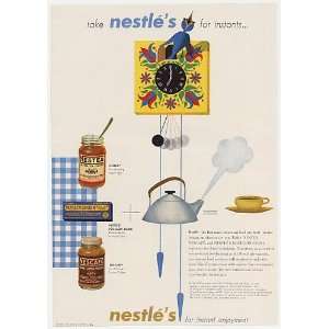  1951 Nestles Instant Nestea Nescafe Cuckoo Clock Print Ad 