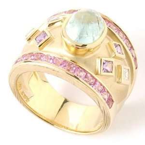  18K Gold Paraiba Tourmaline, Pink Sapphire & Diamond Ring 