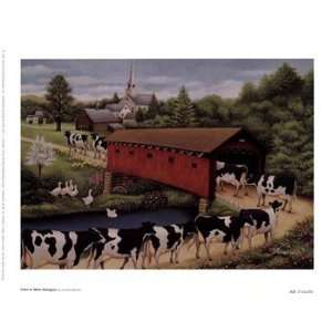 Lowell Herrero Cows In West Arlington 8x6 Poster Print  