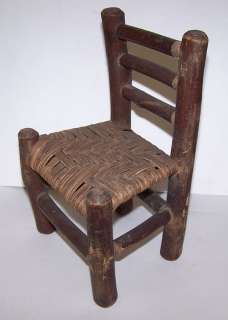 Antique Unmarked OLD HICKORY Doll / Sample Primitive Chair  