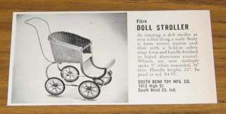 1950 TOY AD~FIBRE DOLL STROLLER~SOUTH BEND MFG CO  