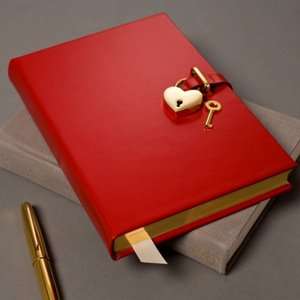 BARNES & NOBLE  Goldtone Heart Red Locking Diary by Graphic Image