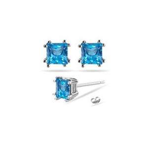  5.66 Ct Swiss Blue Topaz Stud Earrings in Platinum 