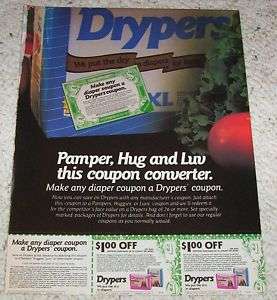 1991 ad Drypers Diapers baby diaper VINTAGE 1 PAGE AD  