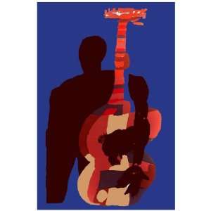 11x 14 Poster. Mans silhouette holding guitar poster. Decor with 
