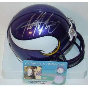  Autographed Adrian Peterson Mini Helmet   SS   Autographed NFL 