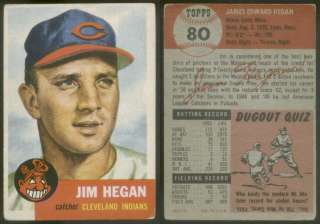 3975) 1953 Topps 80 Jim Hegan Indians   VG+  