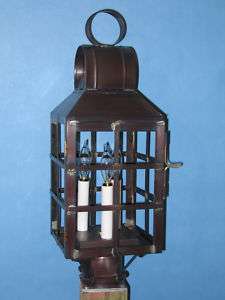 Copper Post Light   Barn Top  3 Candelabra Sockets  