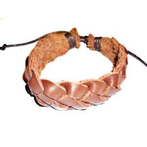  Light Brown Braided Bracelet   Leather 