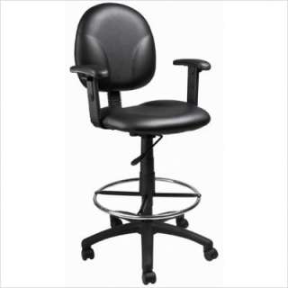 Boss Office Products Drafting Stool with Back, Foot Ring, and Arms 