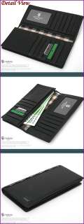 Mens Long Wallet Bifold Wallet Credit Card Case Genuine Leather Pine 