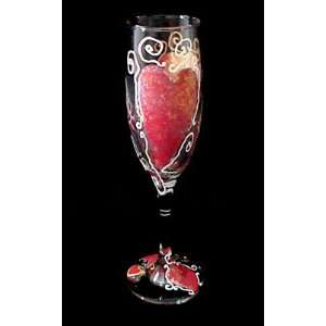 Valentine Treasure Design   Hand Painted   Champagne Flute:  