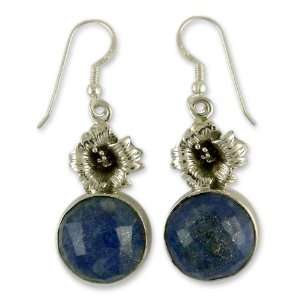  Lapis lazuli flower earrings, Midnight Rose Jewelry