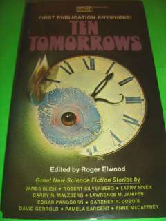 TEN TOMORROWS ~ EDITED BY ROGER ELWOOD ~ SEPT 1973 FAWCETT SF PB BOOK 