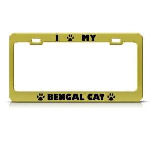 Bengal Cat Gold Animal Metal license plate frame Tag Holder