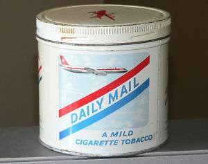 Rare graphic DAILY MAIL round canister tobacco tin can FREE SHIPPING!