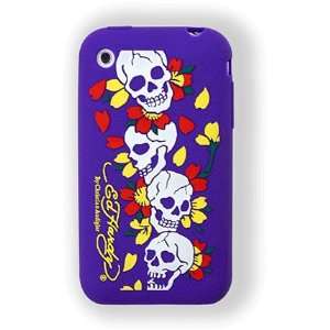 Ed Hardy iPhone 3G Skin   Skull and Flowers Purple: Cell 