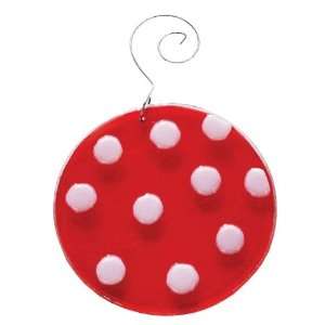  Fenton Art Glass Christmas Ornament Red W/ Polka Dots 