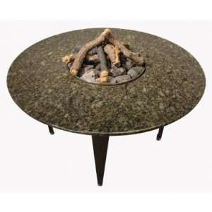   Fire Pit Table Set with Beachwood Logs and Stones   Natural Patio