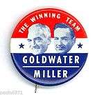 Goldwater Miller 1964 Campaign Button  