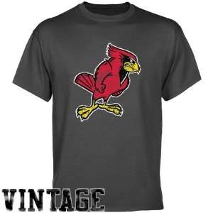  Illinois State Redbirds Charcoal Distressed Logo Vintage T 