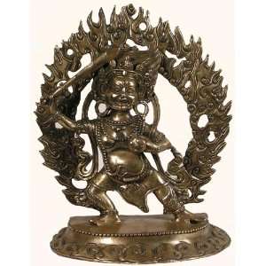  Tibetan Bronze Statue Black Mangjushri 